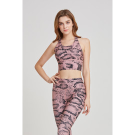 [Cielcoco] CLWT4021 Lively Pattern Crop Top Rose Snake, Gym wear,Tank Top, yoga top, Jogging Clothes, yoga bra, Fashion Sportswear, Casual tops For Women _ Made in KOREA