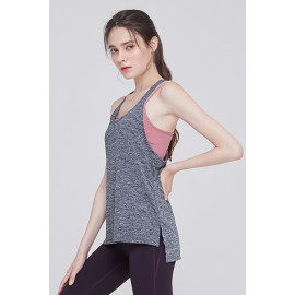 [Cielcoco] CLWT8065 Runner Layered Top Gray, Gym wear, Sweats, Sportswear, Jogging Clothes, T-shirts, Fashion Sportswear, Casual tops For Women _ Made in KOREA