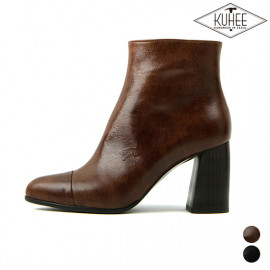 [KUHEE] Ankle_6771-1 8cm Beak _ Zipper Ankle Boot for Women with Comfort, Girl's Fashion Shoes, High Heels, Bootie Ankle Boot, Handmade, Cowhide _ Made in Korea