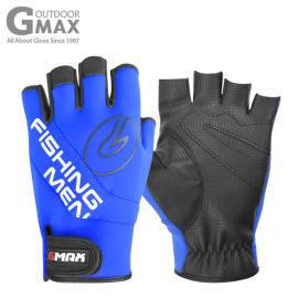 [BY_Glove] GMS10078 G-Max Neo Fishing 5CUT (all cuts) half gloves, Functional Genuine Reinforced Lycra Fabric, High-Quality Synthetic Leather, All-cut Fishing Gloves, angling_Blue