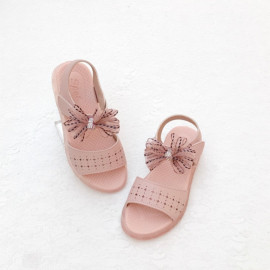 [BOOM] Chiffon Ribbon Sandals Pink_ Toddler Little Girls Junior Fashion Sandals Comfortable Sandals